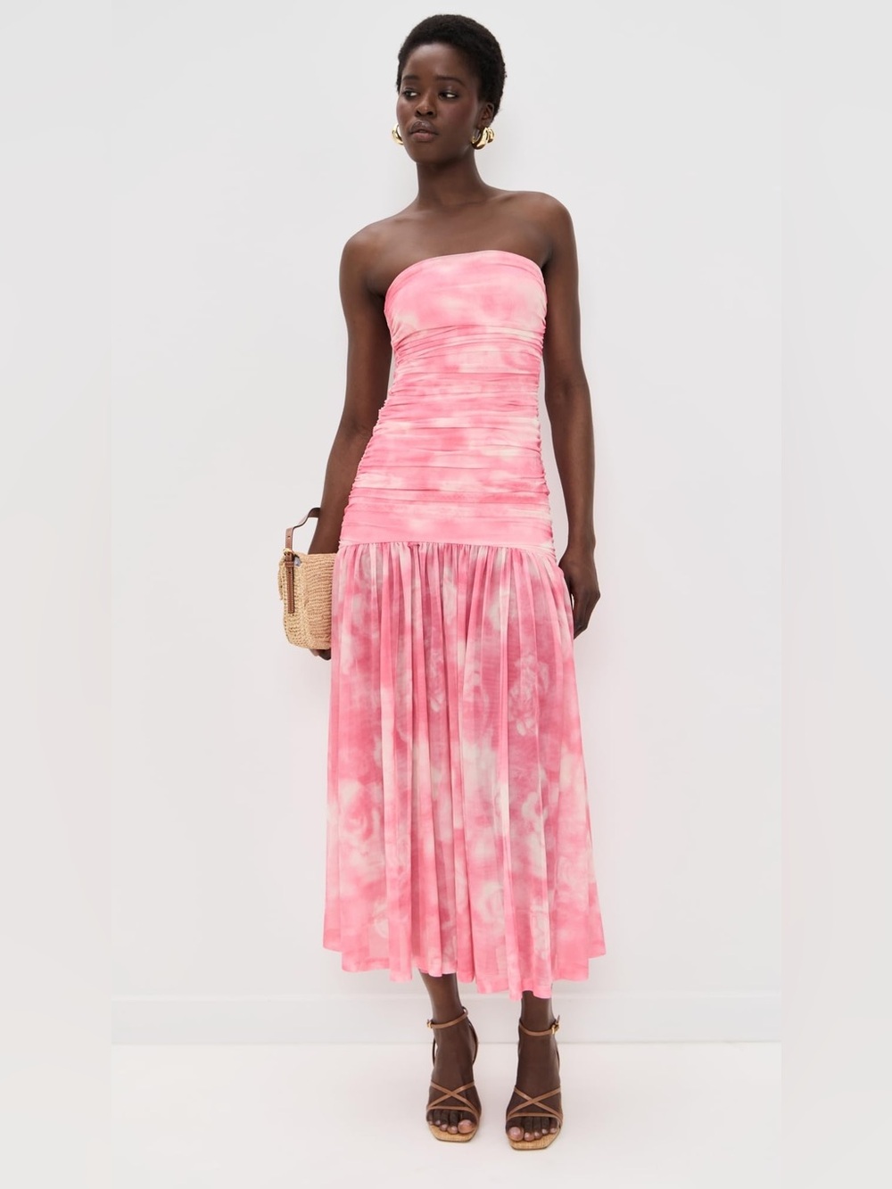 BARDOT Women's Solana Printed Mesh Dress, Pink Floral, size 2